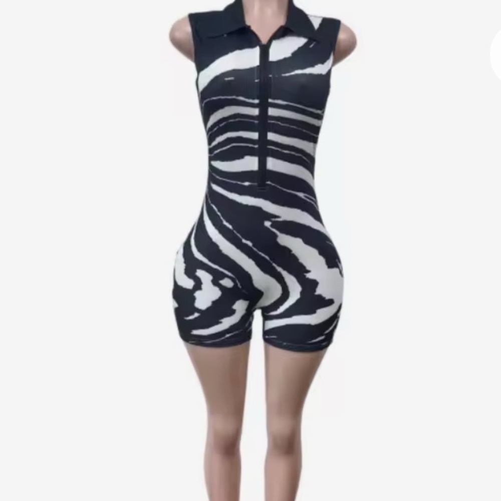Zebra Print Sleeveless Romper